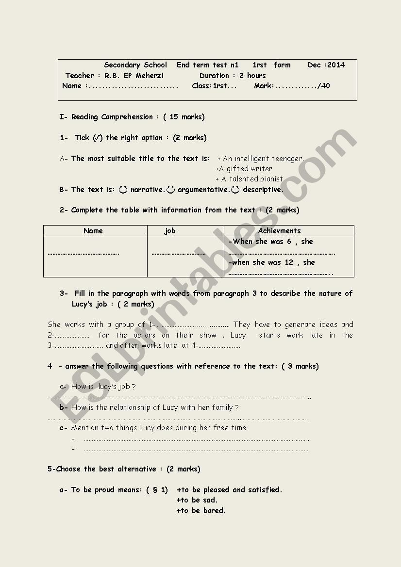 end term test n1 worksheet