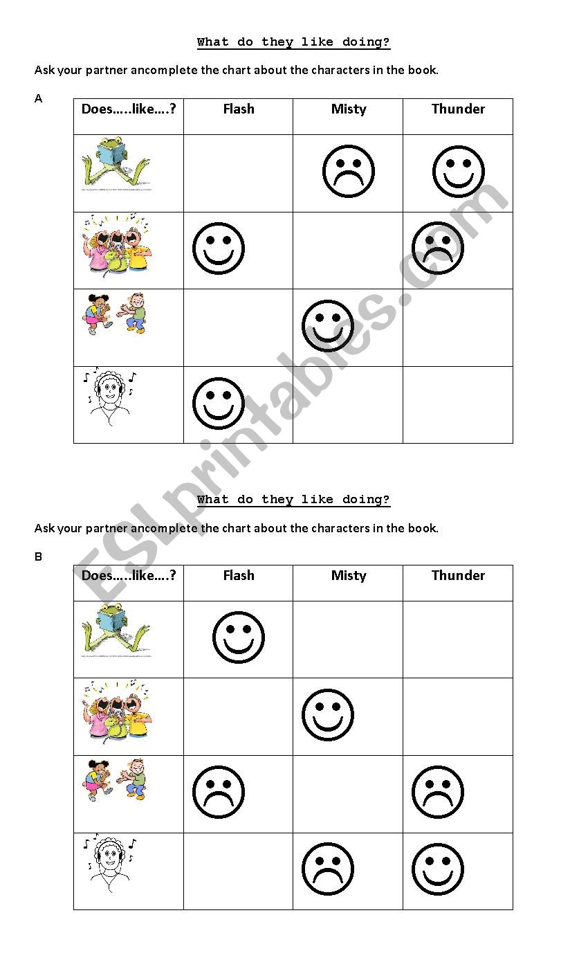 info gap - like + ing worksheet