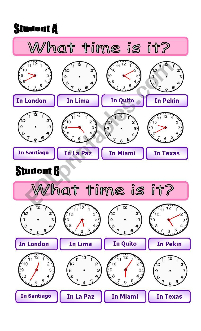 What time is it? worksheet