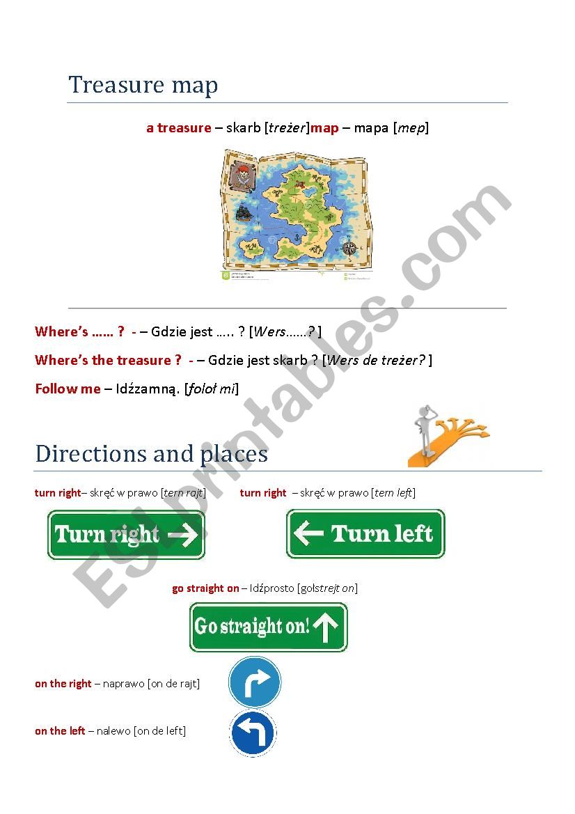 Treasure map worksheet