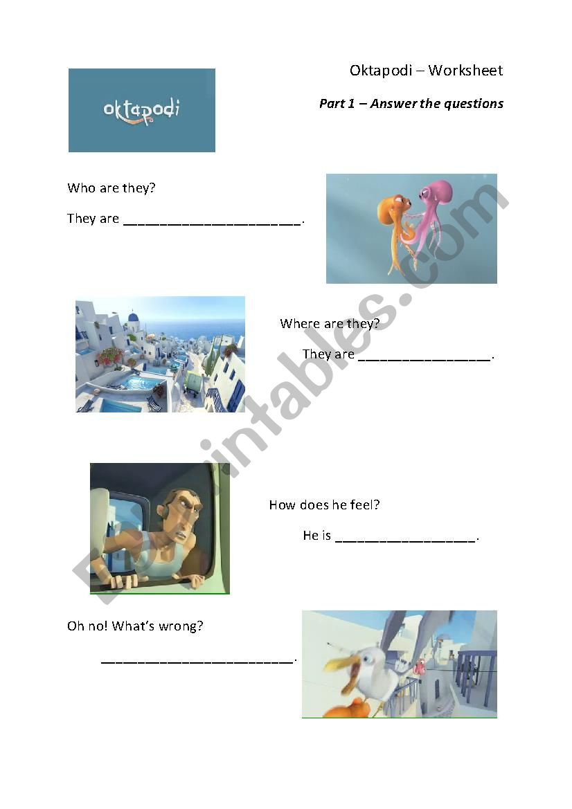 Pixar Oktapodi worksheet worksheet