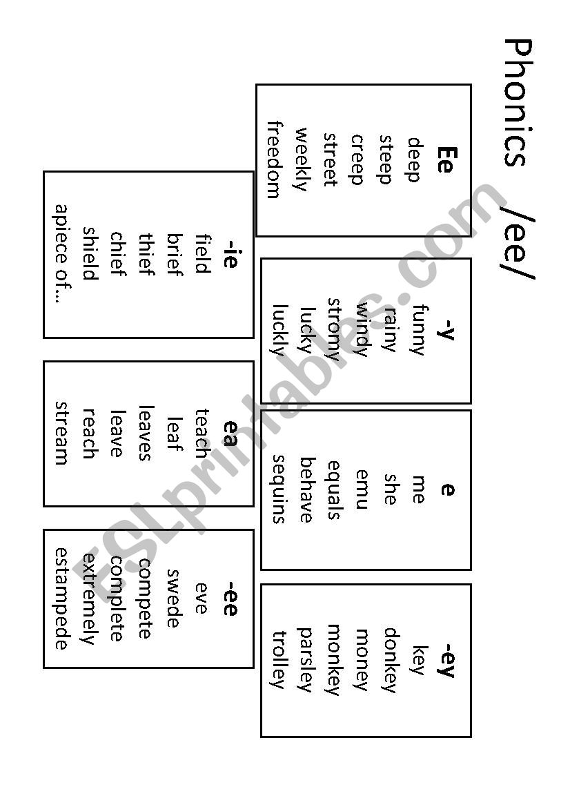 Phonics ee worksheet