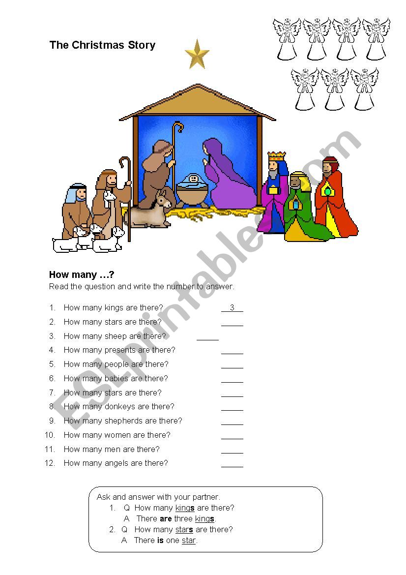 The Christmas Story worksheet for beginners