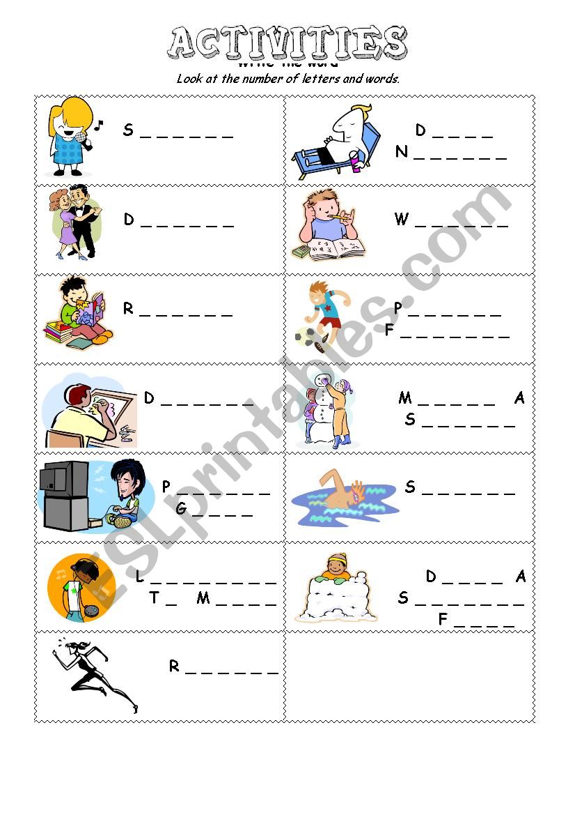 Activities worksheet