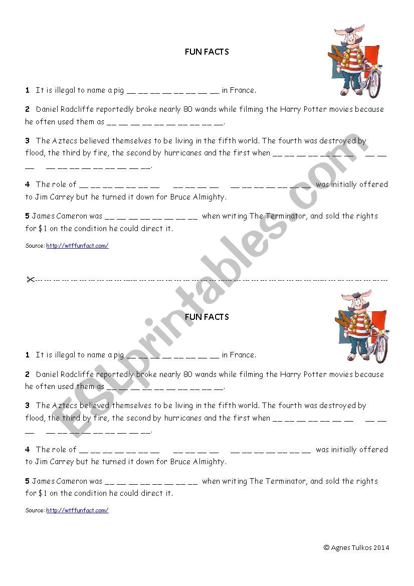 Fun Facts Spelling Activity worksheet
