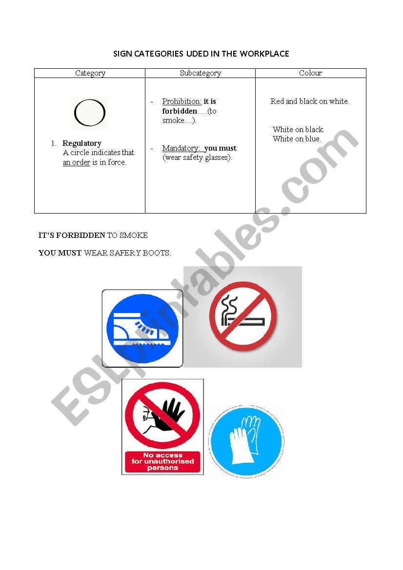 safety signs - ESL worksheet by solesempre