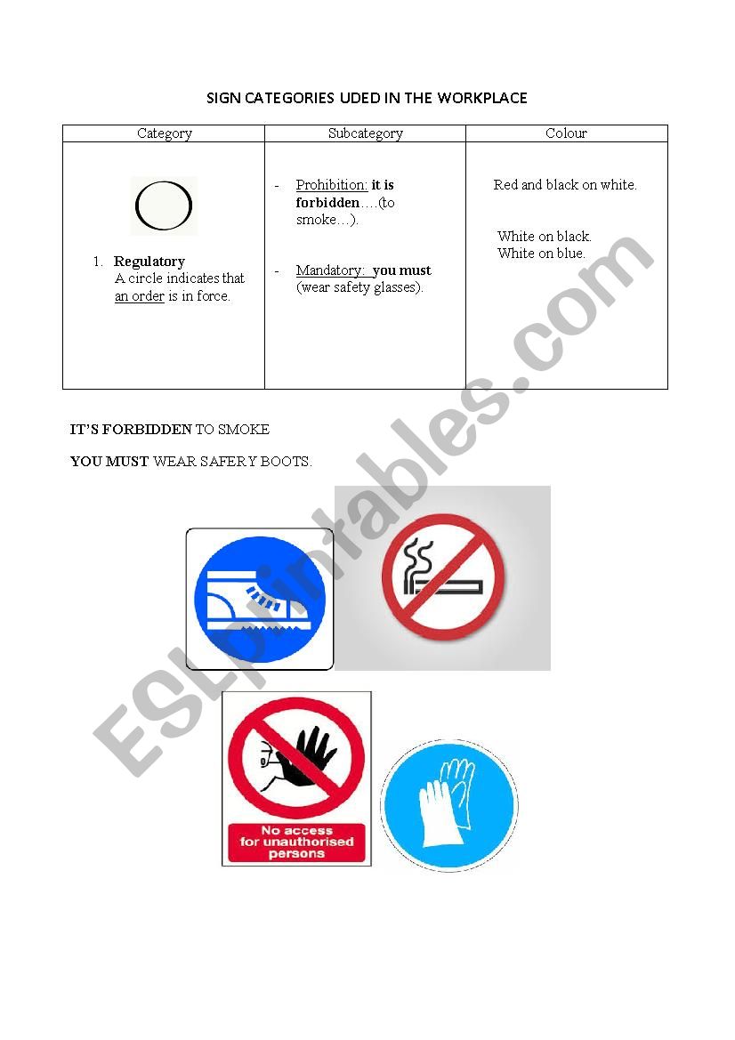 safety signs worksheet