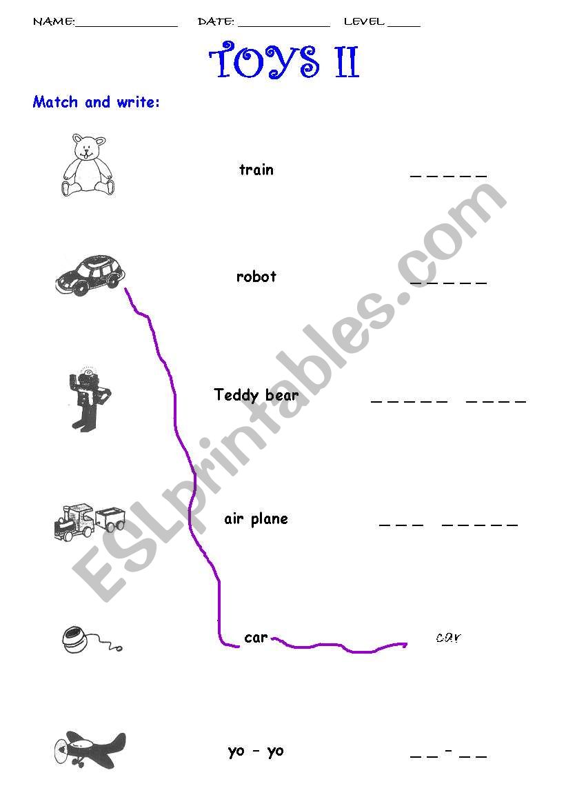 TOYS II worksheet