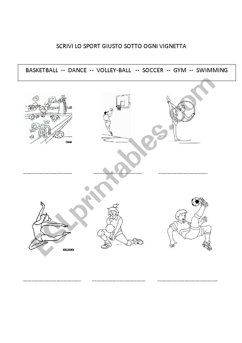 SPORTS worksheet