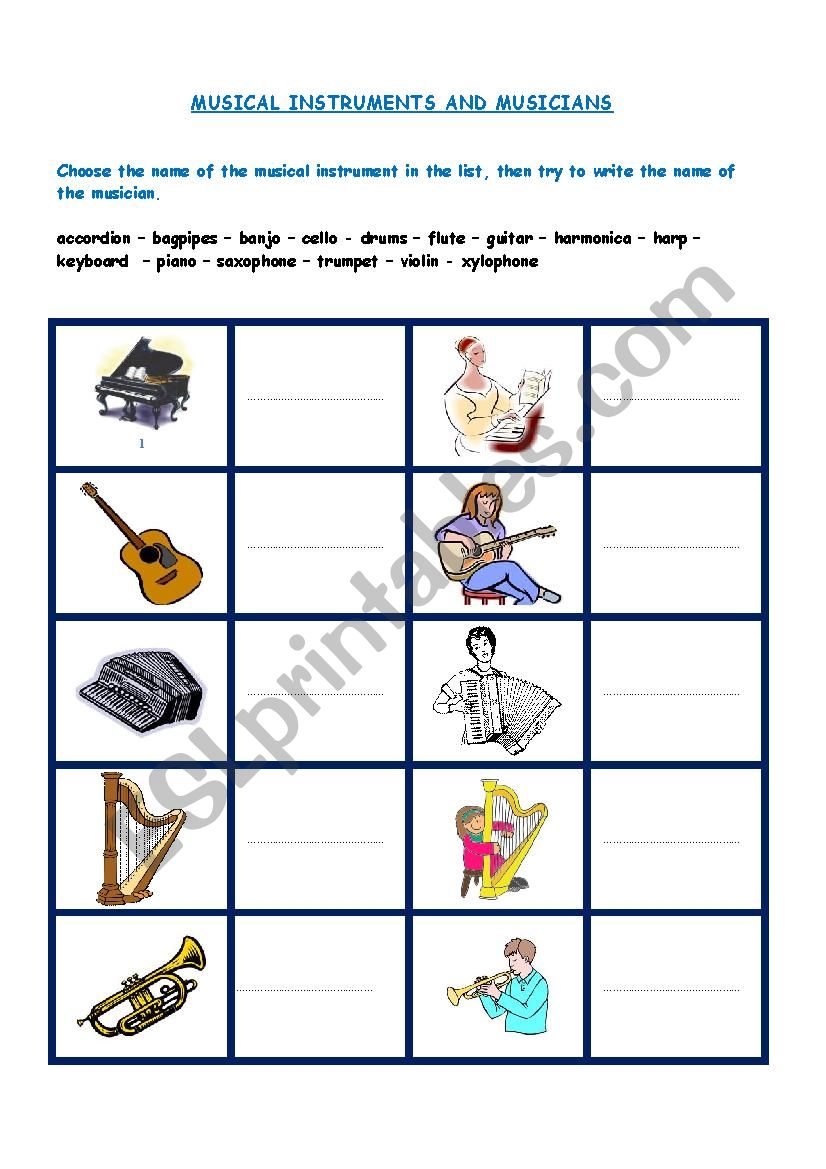 MUSICAL INSTRUMENTS AND MUSICIANS