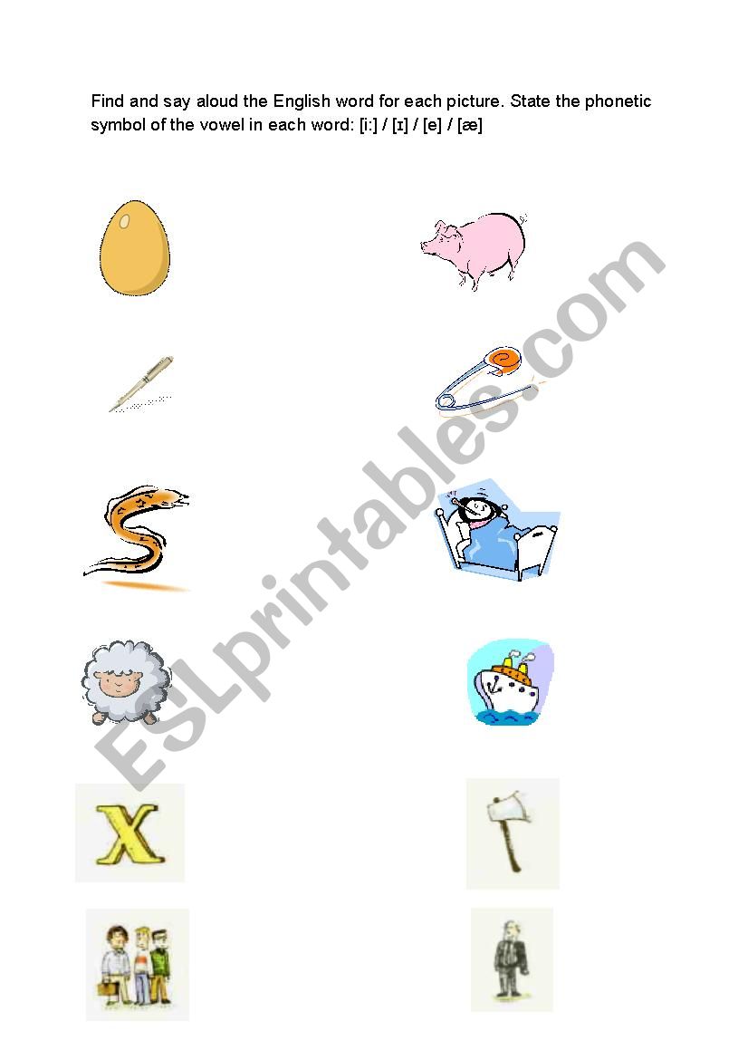 Phonetics vowels i and e worksheet