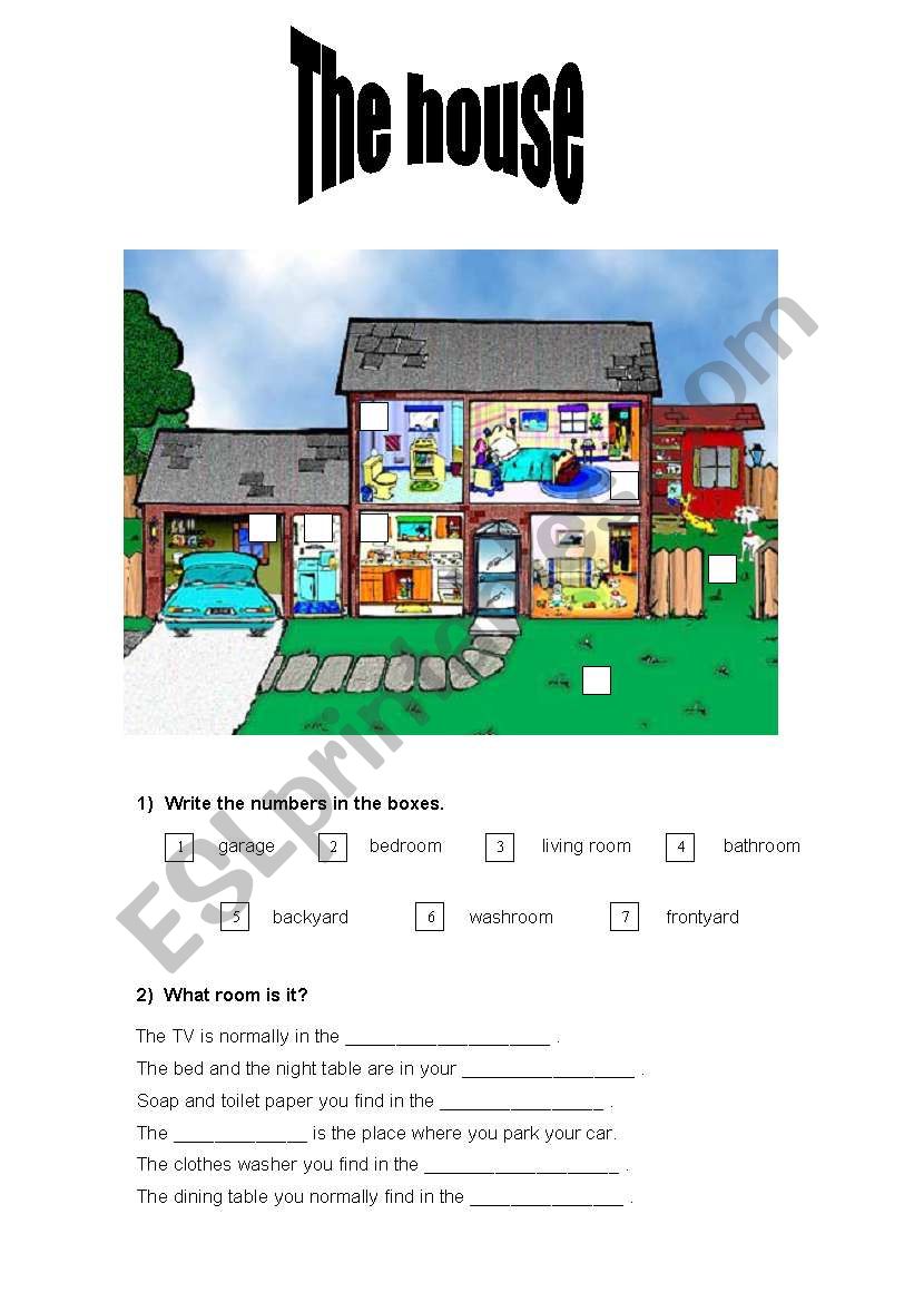 Parts of the house worksheet