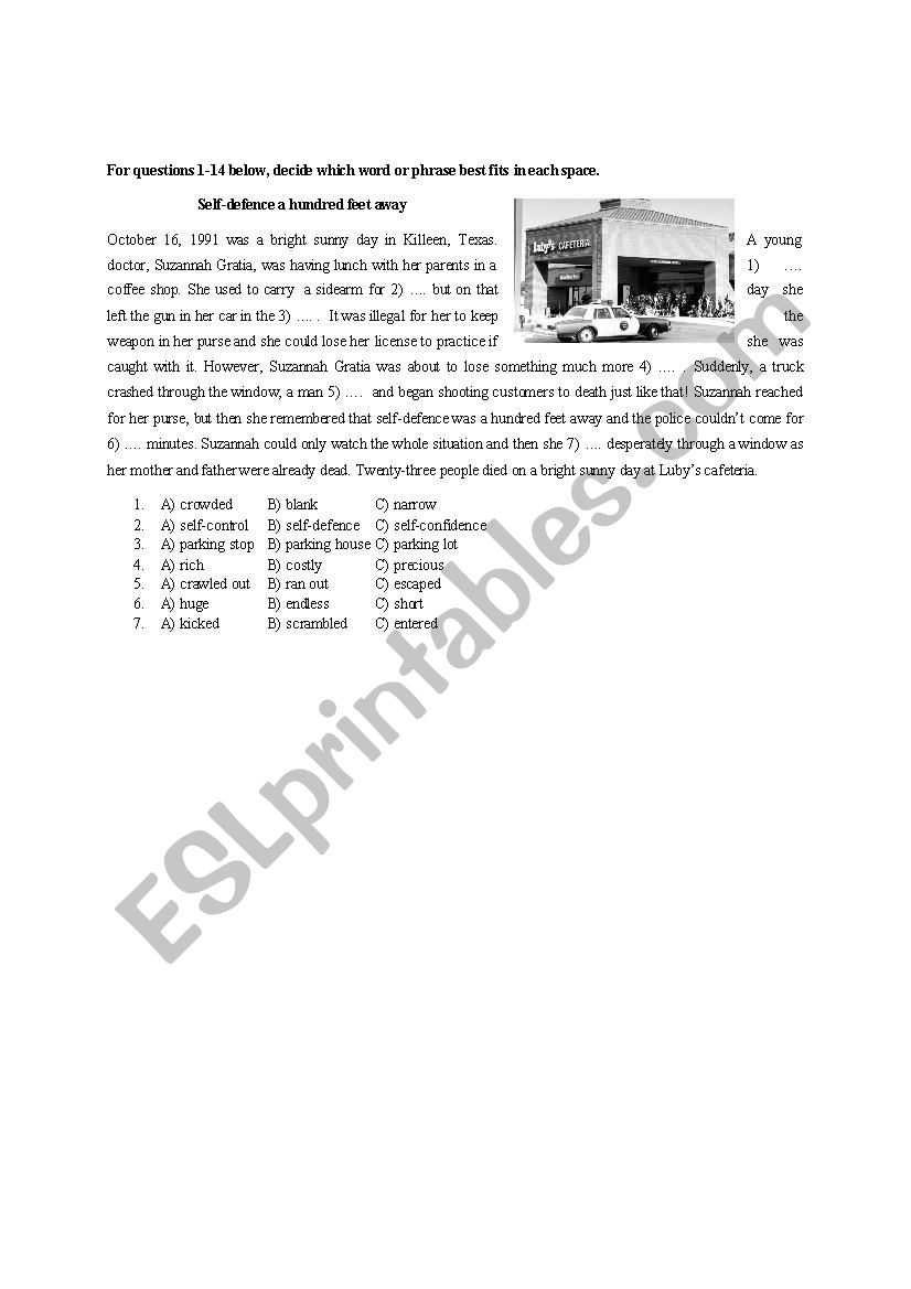 Gun crime in the USA worksheet