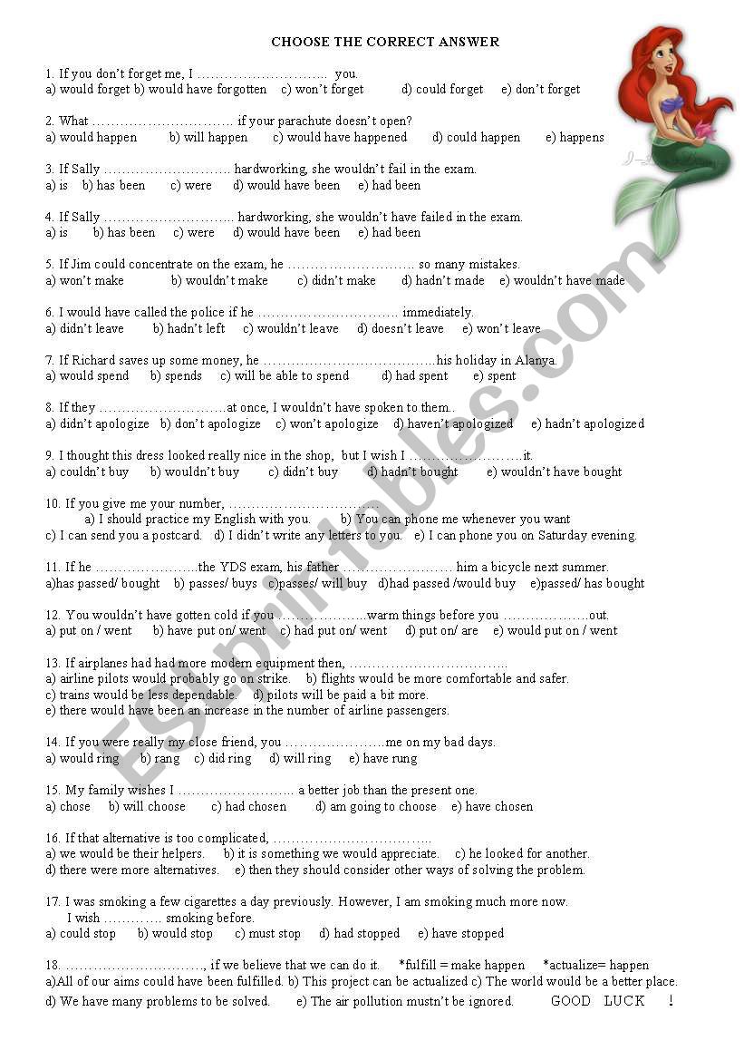 conditionals- if clauses- wish clauses- test-quiz