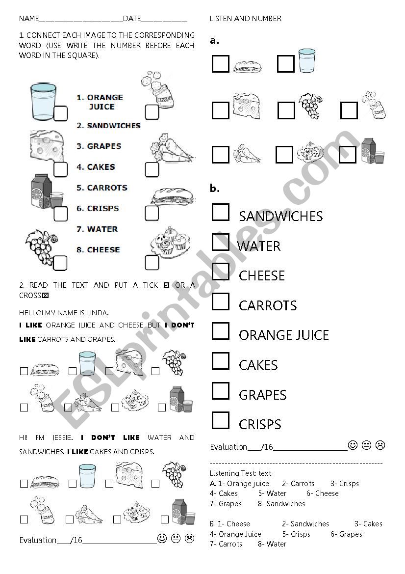 Food&DrinkTest worksheet