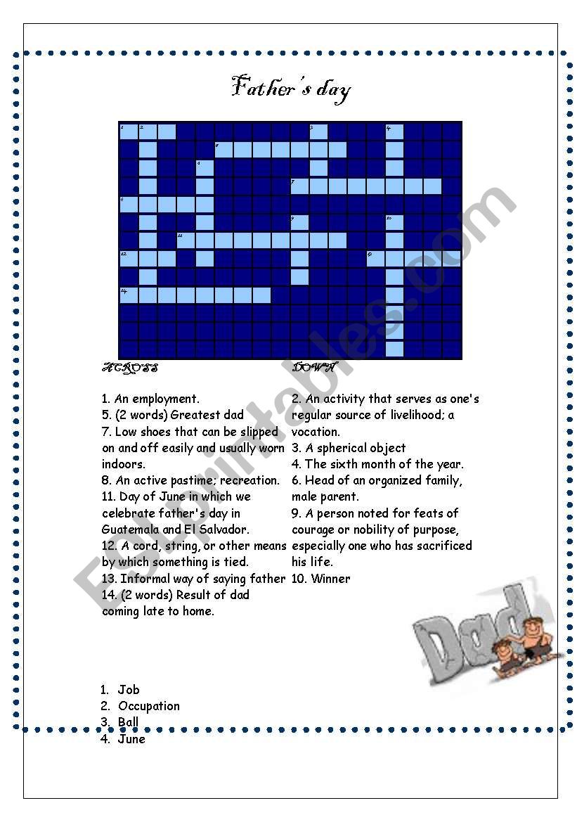 Fathers day worksheet