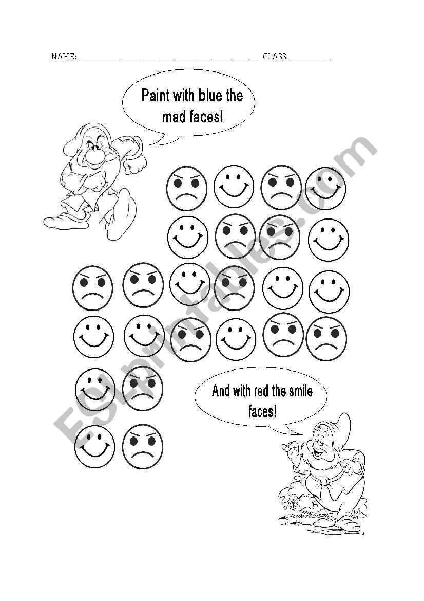 Happy face or Mad face  worksheet