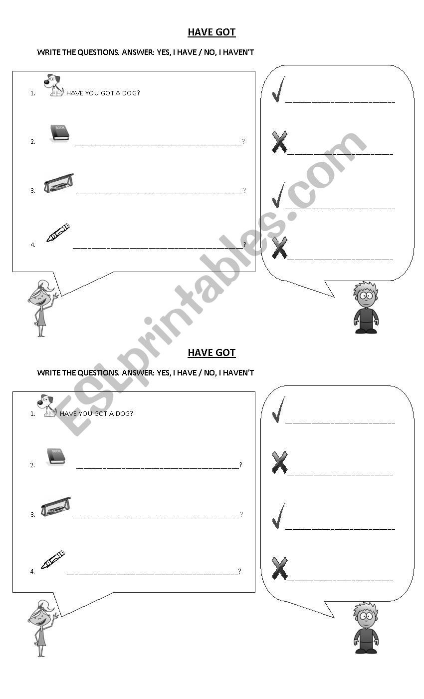 HAVE GOT- interrogative form worksheet