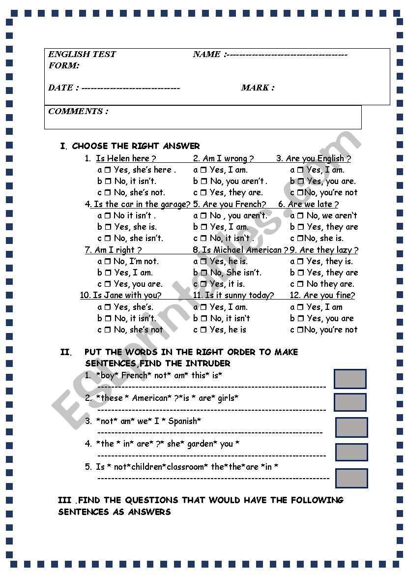 Be +presentation and animal  voc test