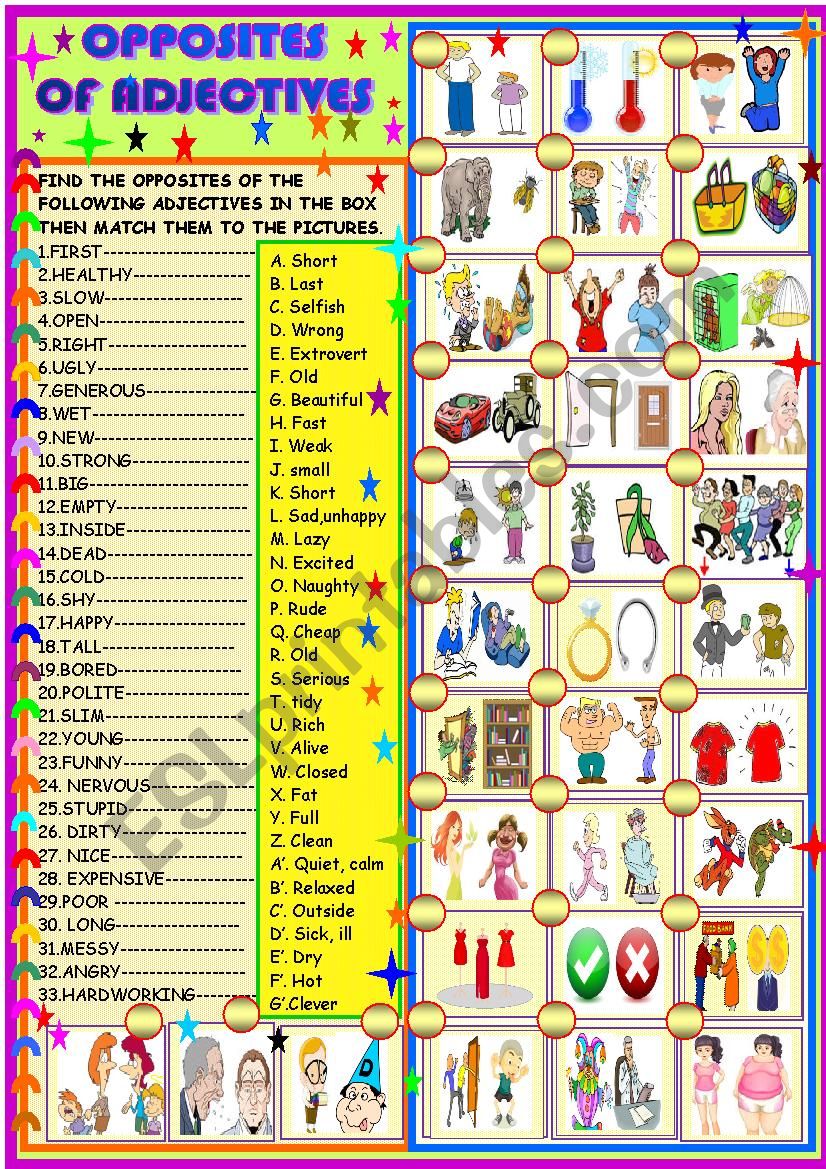 Opposites of adjectives  worksheet