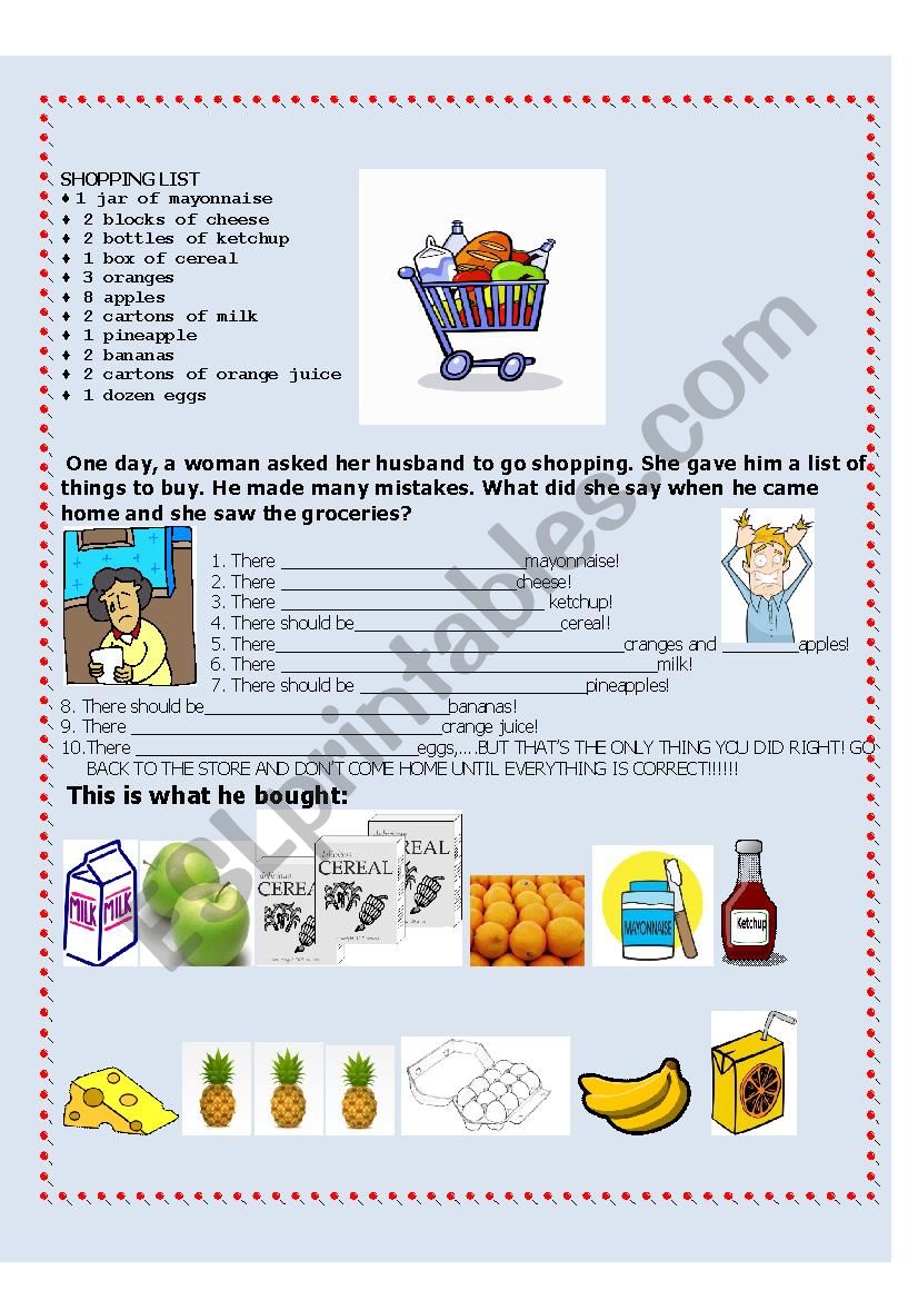 The shopping list - nouns and quantifiers