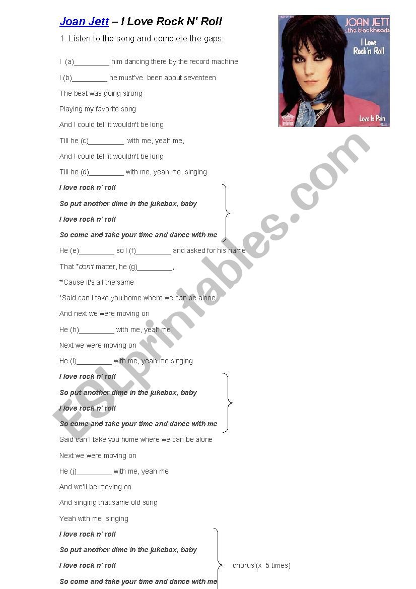 I love rock n roll worksheet