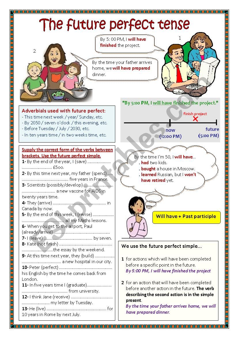 The Future Perfect Tense ESL Worksheet By James32