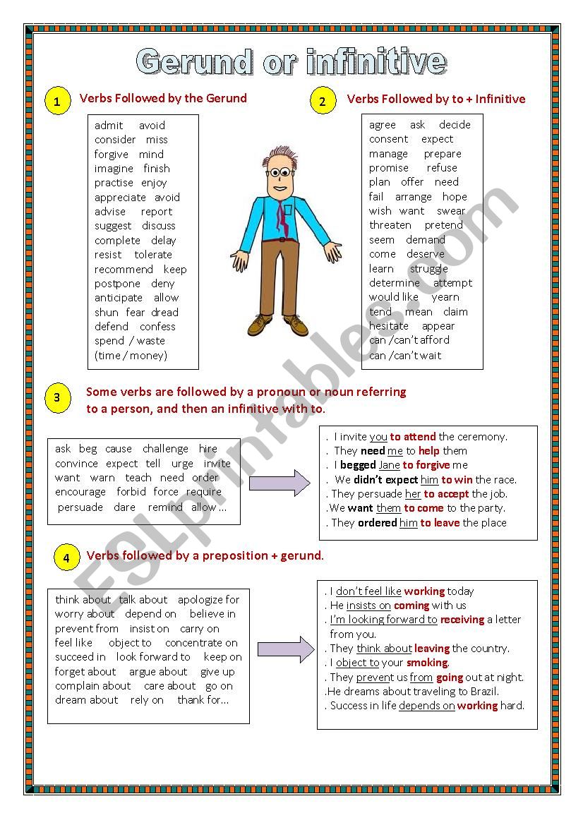 Gerunds and infinitives worksheet