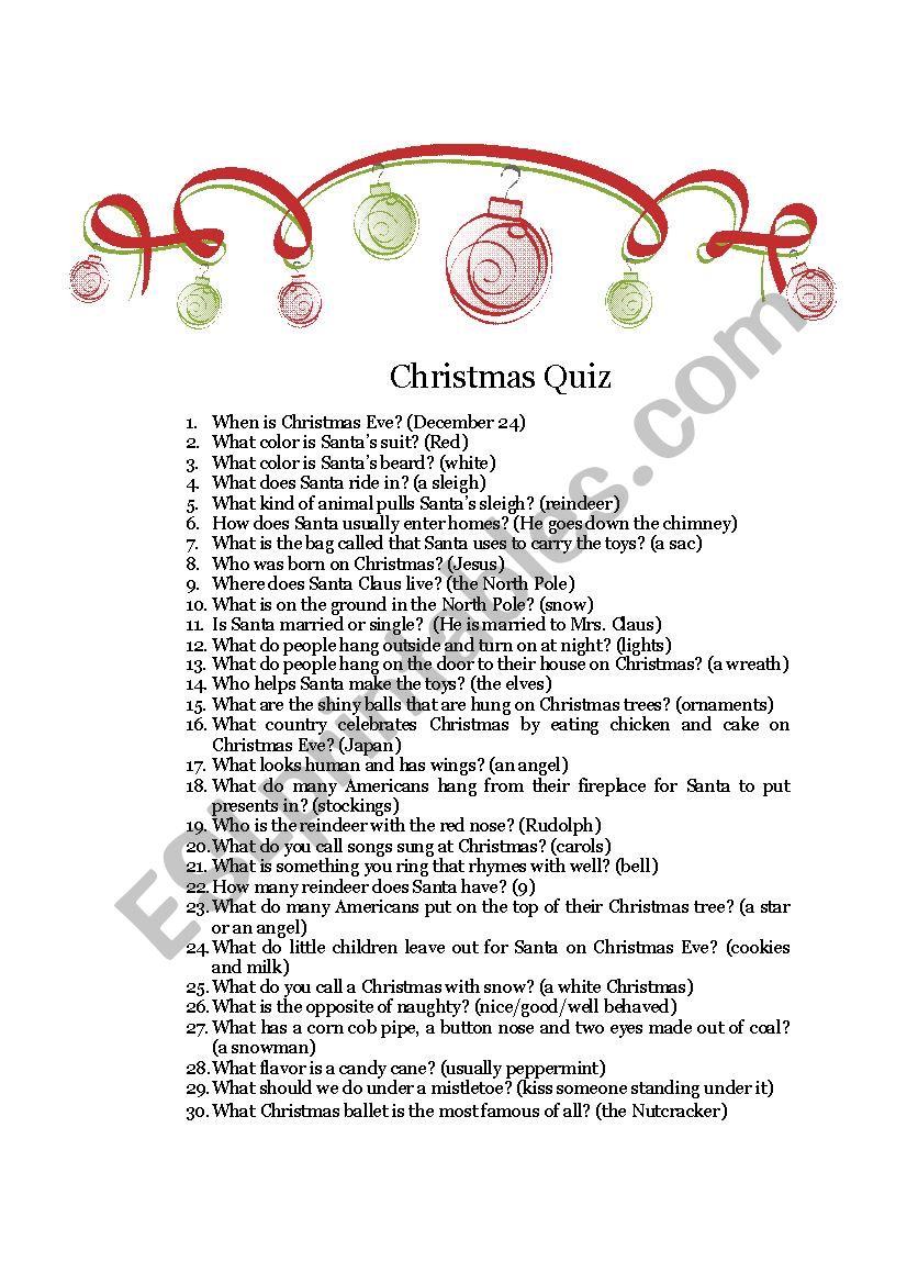 Christmas Game Show Style Quiz