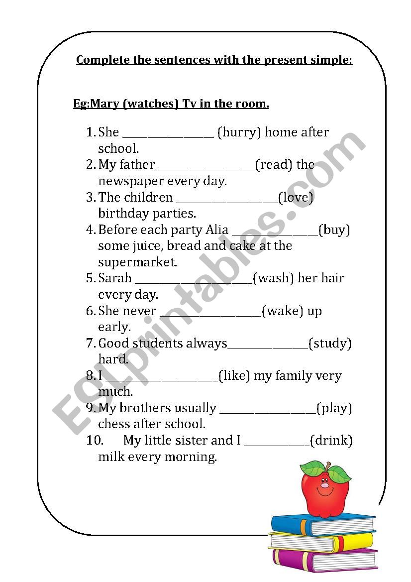 Present simple worksheet