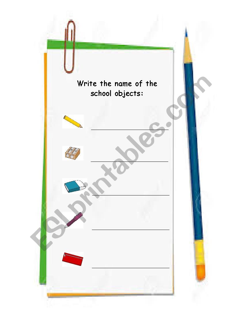 CLASSROOM OBJECTS worksheet