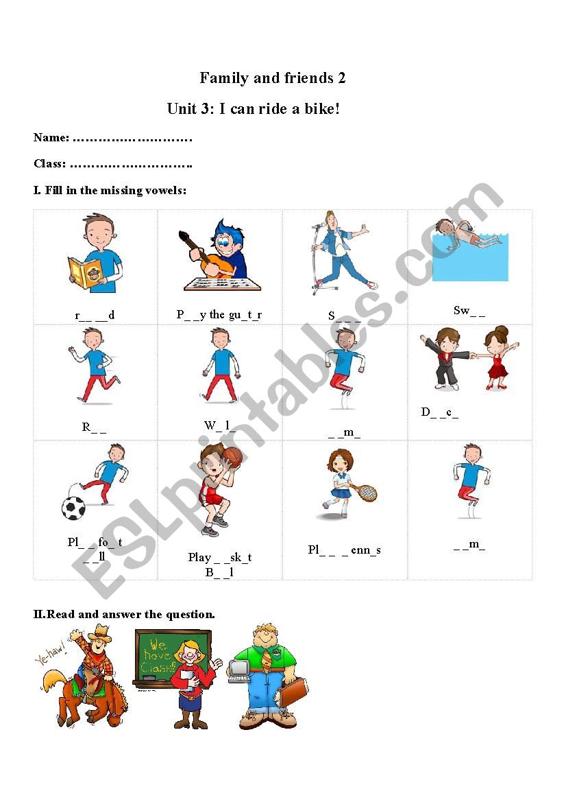 Family and friends 2 unit 3 worksheet