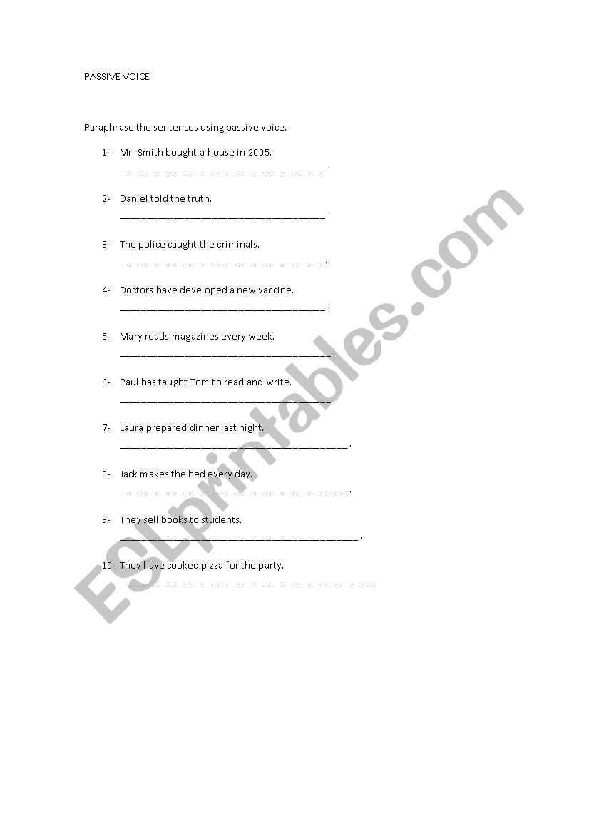 Passive Voice worksheet