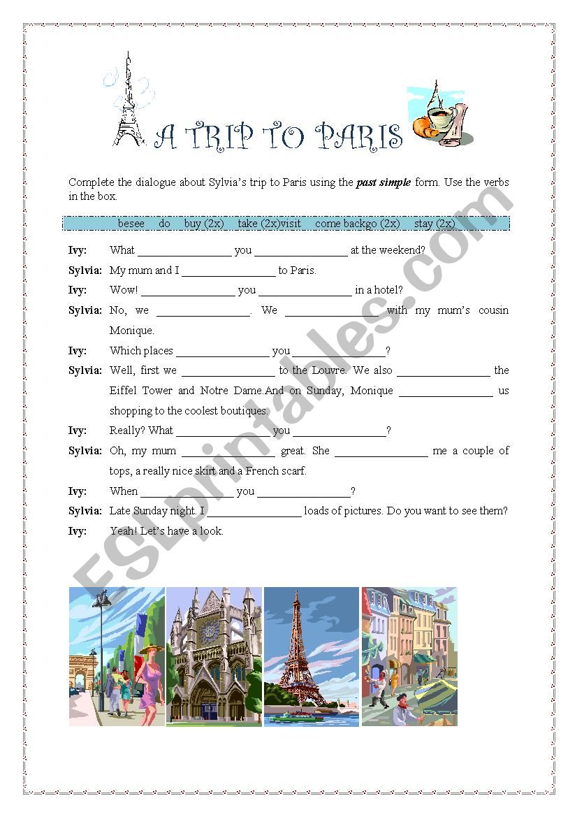 A trip to Paris worksheet