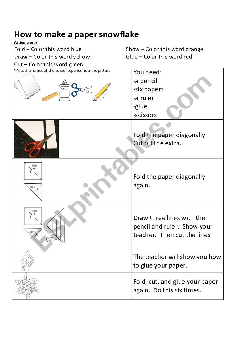Paper Snowflakes worksheet