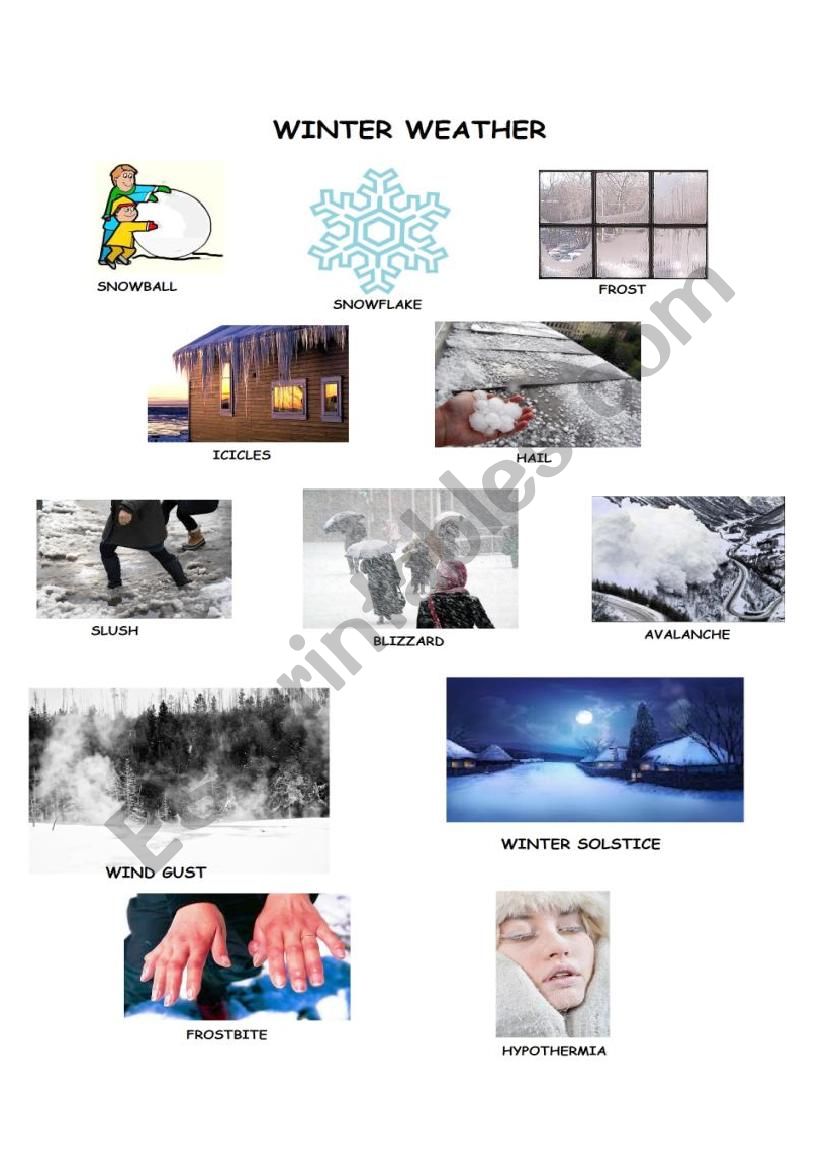 winter weather pictionary worksheet