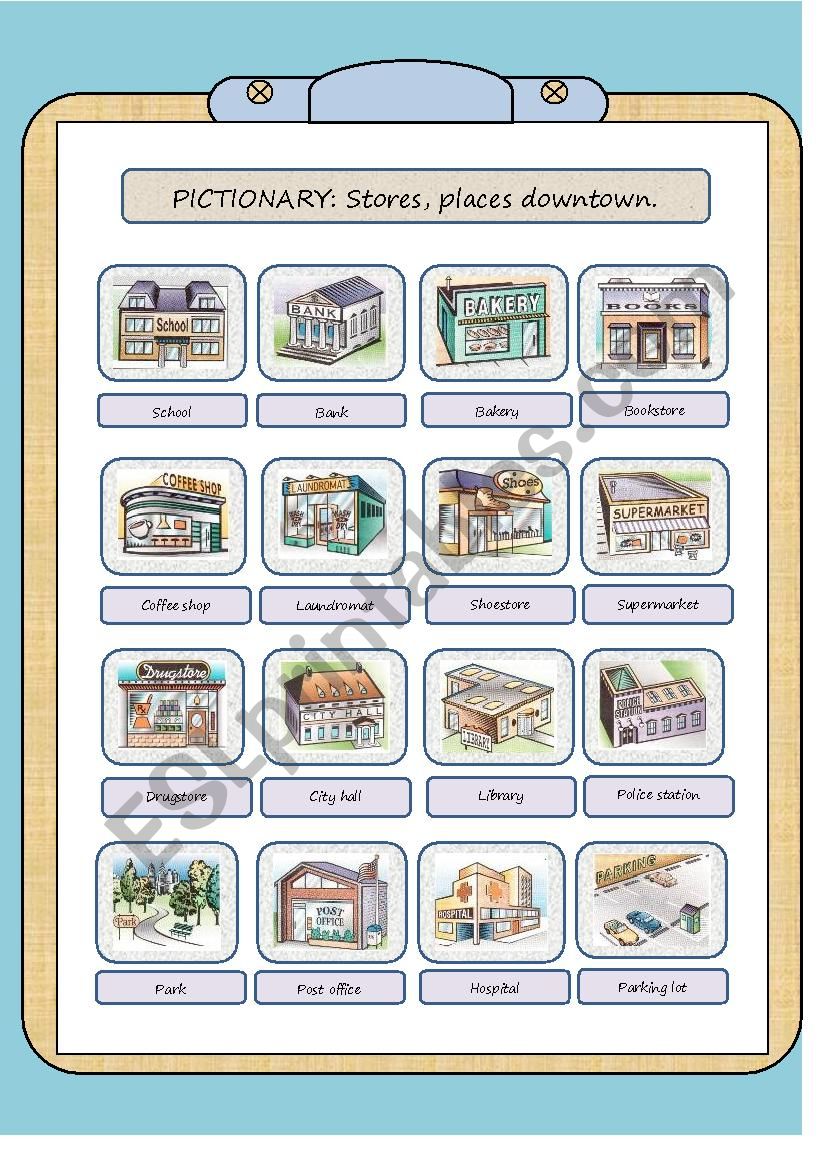 Pictionary: Places worksheet