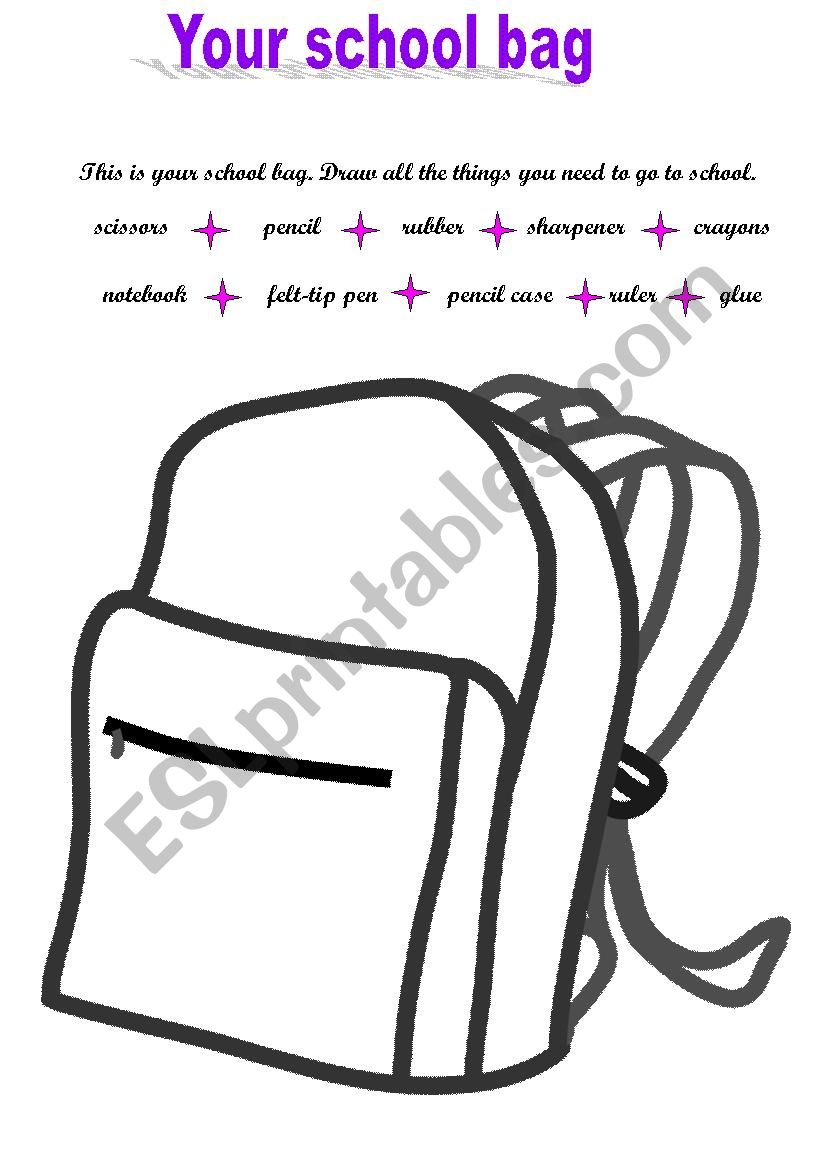 Your schoolbag worksheet