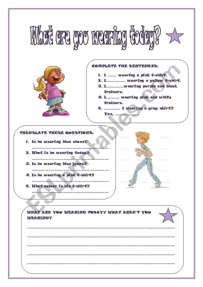 What are you wearing today? worksheet