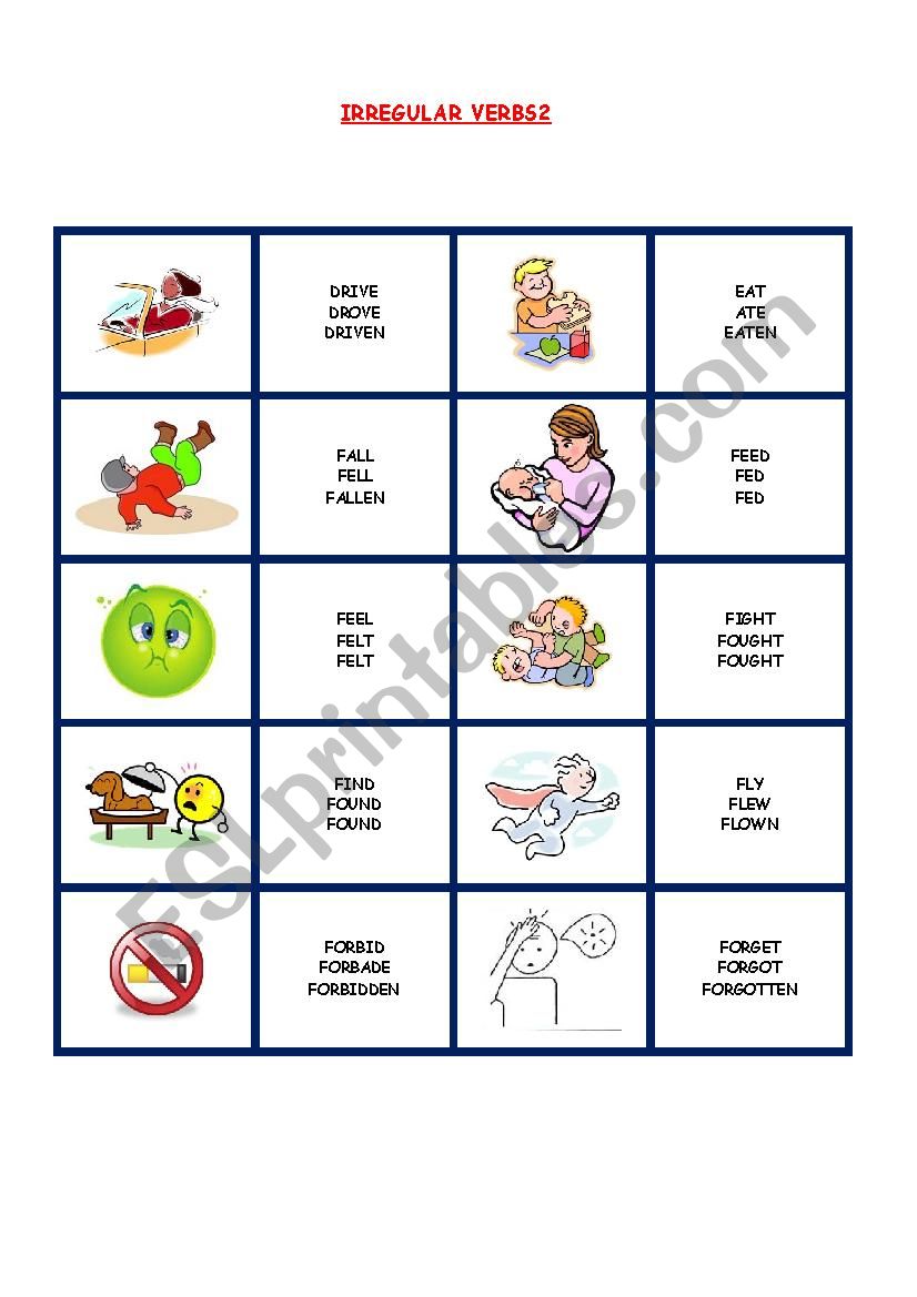 IRREGULAR VERBS PICTIONARY 2 worksheet