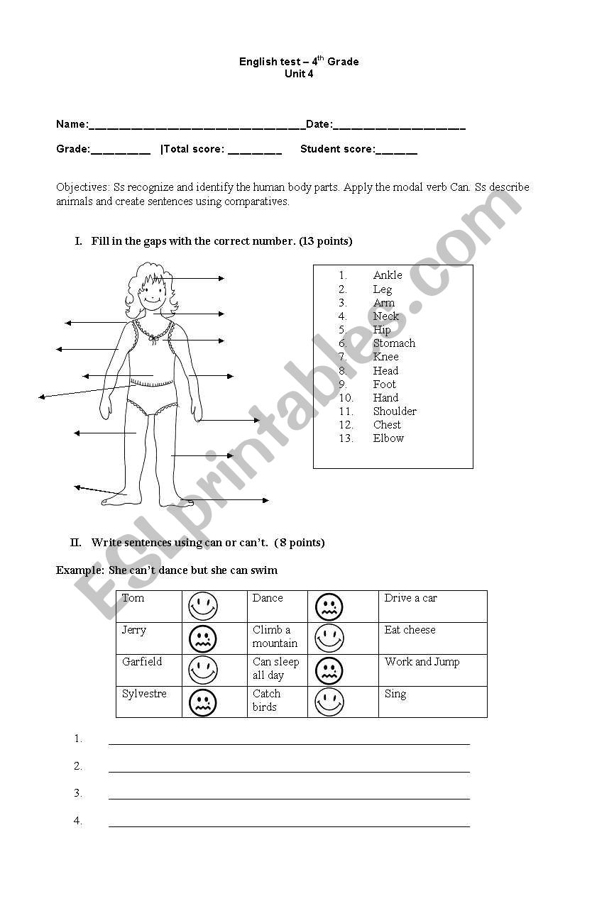 English Test worksheet