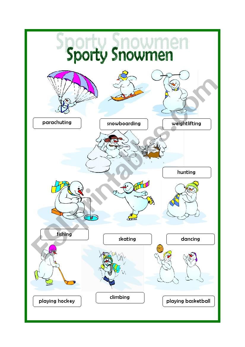Sporty Snowmen worksheet