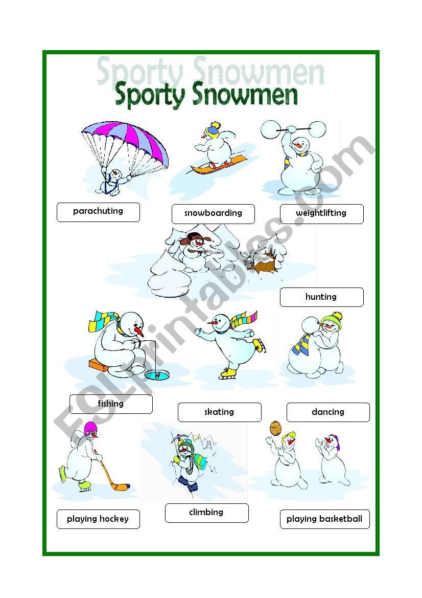 Sporty Snowmen worksheet