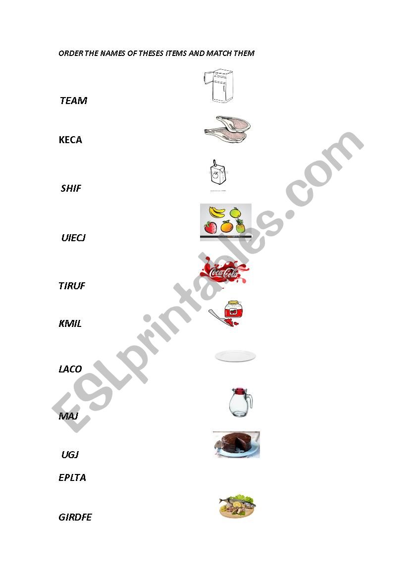 FOOD worksheet
