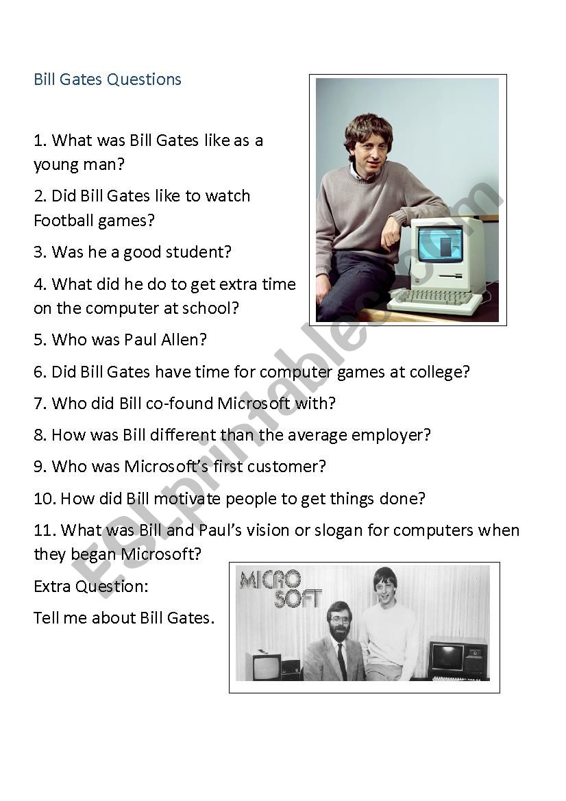 Bill Gates Video Questions worksheet