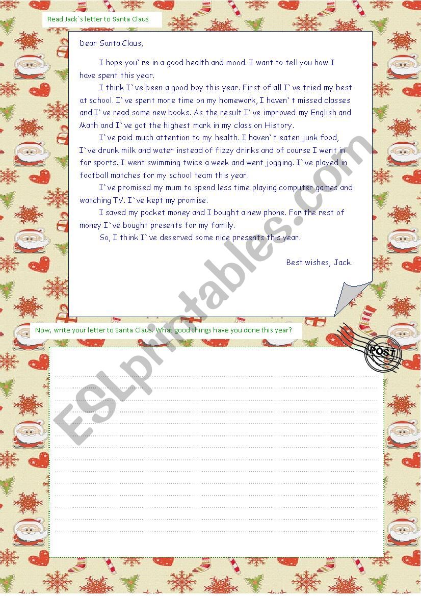Present Perfect. A letter to Santa Clause