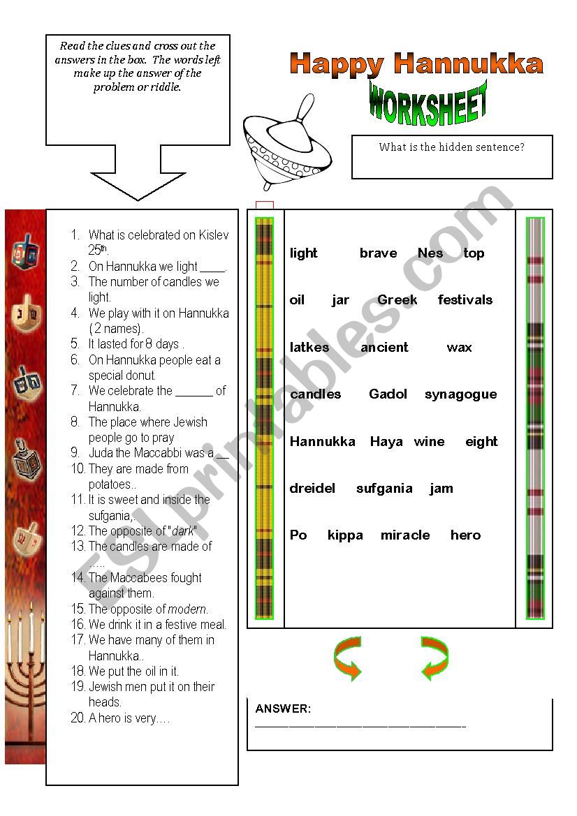 Hannukka - fun worksheet worksheet