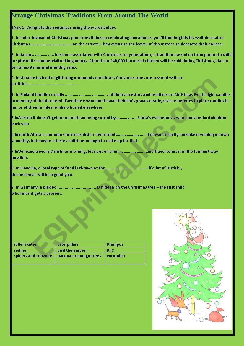 Strange Christmas traditions. worksheet