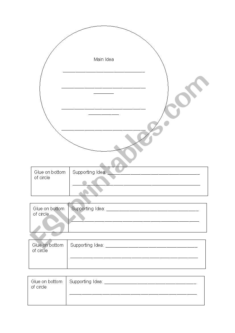 Main Idea Table worksheet