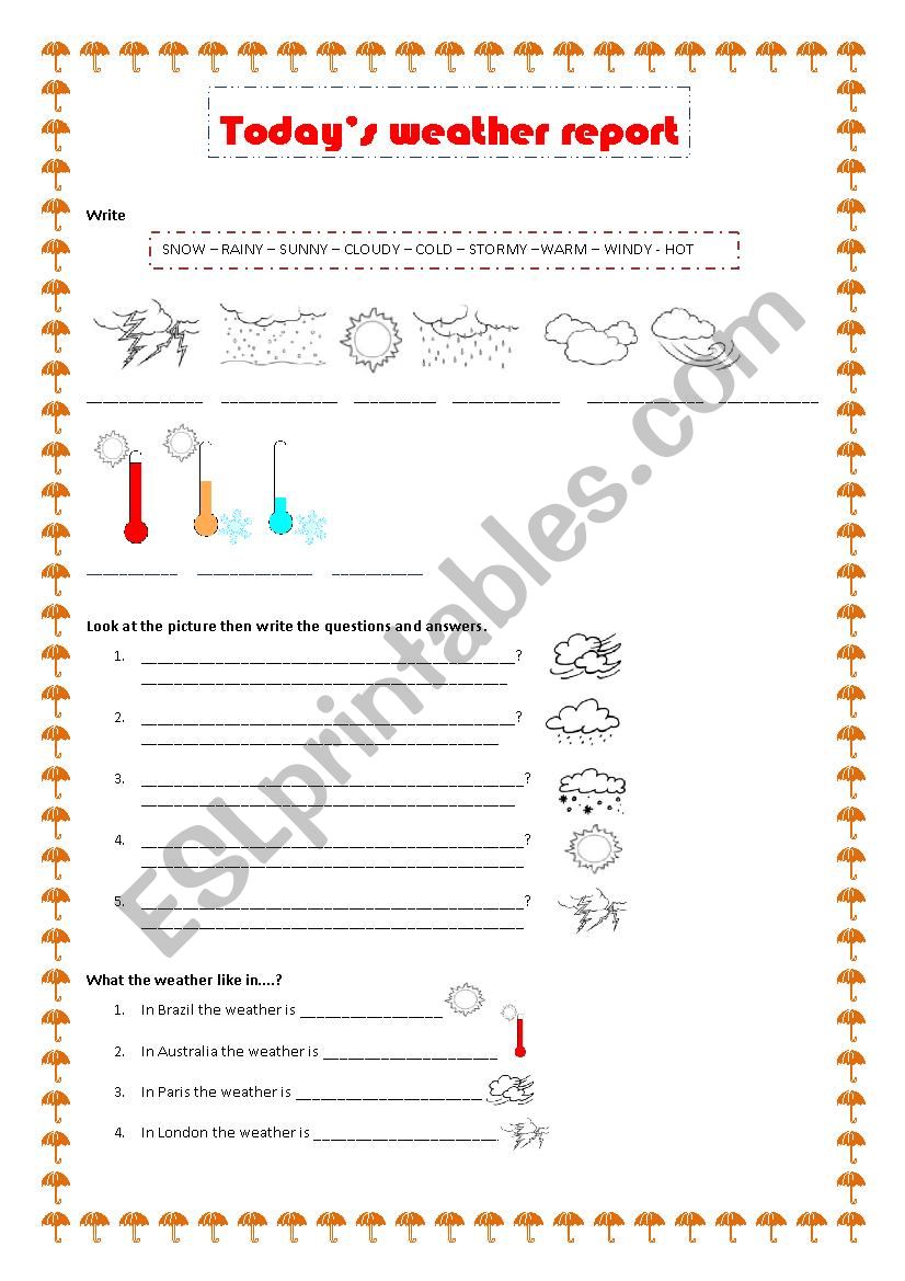 What The Weather Like.... worksheet